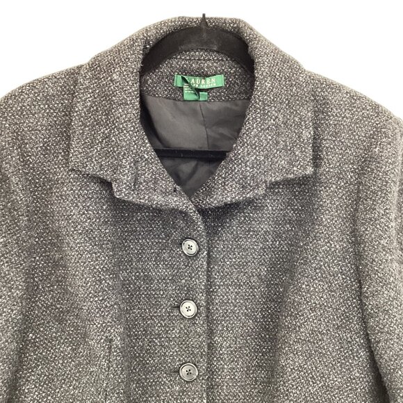 Lauren Ralph Lauren Blazer Jacket Size 16 Wool Blend Charcoal Gray Single Breast - Picture 2 of 9